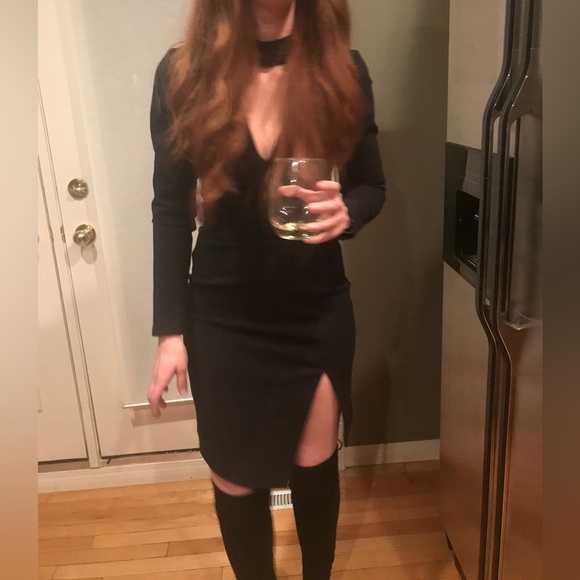 Black Longsleeve Mini Dress - Picture 1 of 4